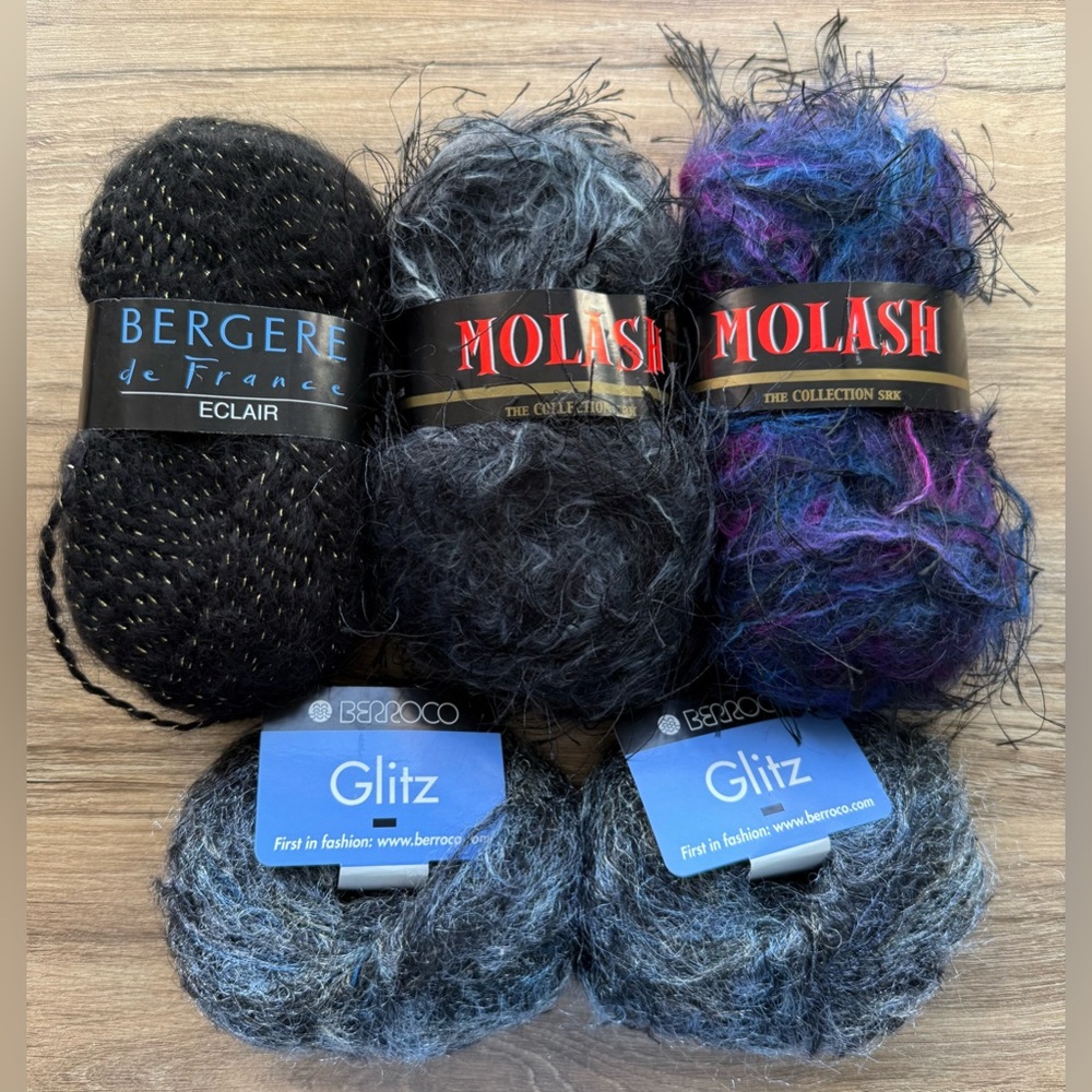 Mixed Lot of 5 Skeins of Yarn Wool Mohair Eyelash BERGERE BERROCO SR Kertzer NEW